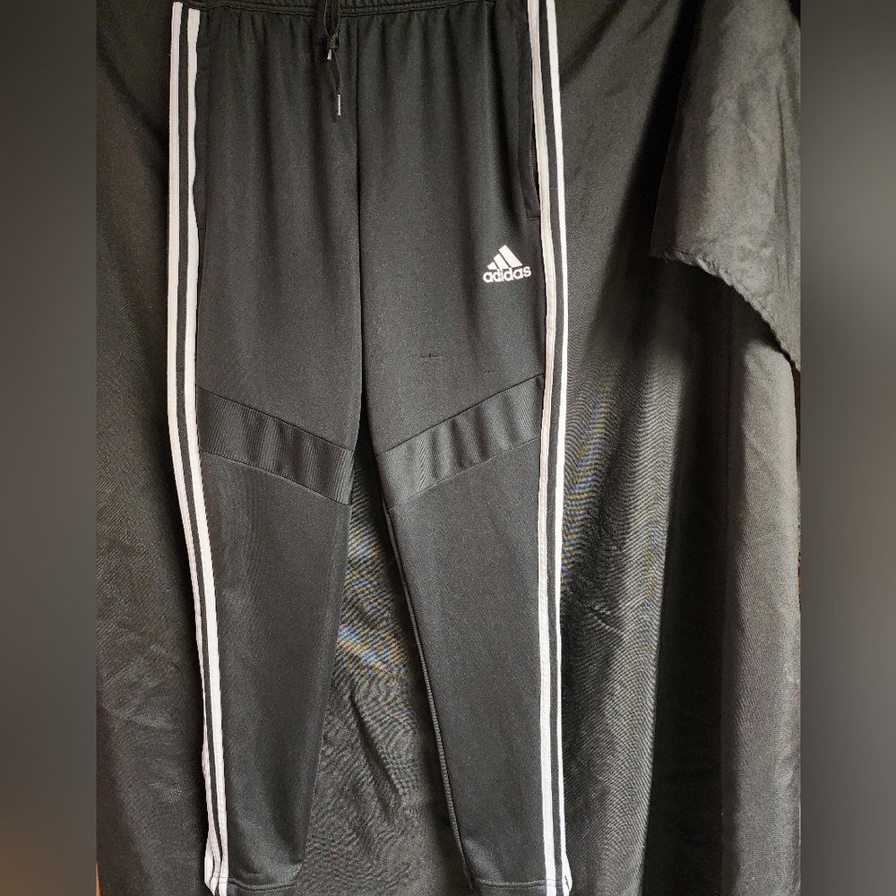 Adidas Black Joggers with White Accents